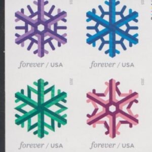 US 5031-34c Modern Imperf Snowflakes Block of 4