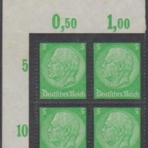 Germany 437var. Hinged UL Corner Block Imperf at Top - Rare! cv $700