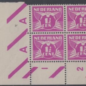 Netherlands 166c VF Mint NH Corner Block with T Missing on UL Stamp cv $160