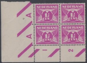 Netherlands 166c VF Mint NH Corner Block with T Missing on UL Stamp cv $160