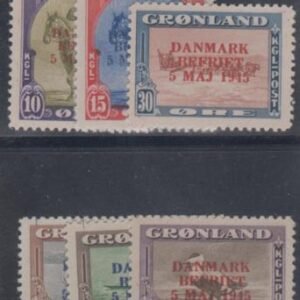 Greenland 22a - 27a VF - XF NH Overprints in Different Colors cv $2,900