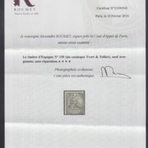 Spain 310 Fine Hinged Mint Rarity - Roumet Cert. cv $3,200