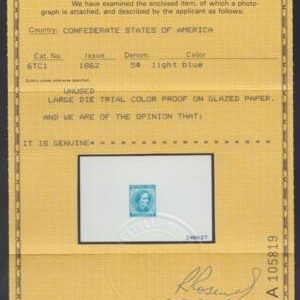 US CSA 6DPa Light Blue Die Proof on Glazed Card; Pristine + Fresh, PF Cert cv $2,500