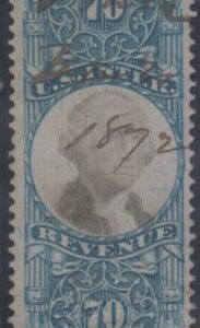 US R117 Revenues Fine Used - Pen + Embossed Sealed Cancels cv $100