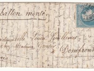 France Ballon Monte . Le "Washington" VF  letter sent to Domfront