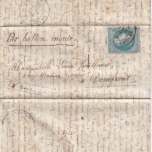 France Ballon Monte . Le "Washington" VF  letter sent to Domfront