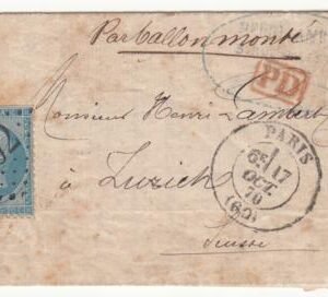 France Ballon Monte .Le "Victor Hugo" F-VF Paris  to Zurich