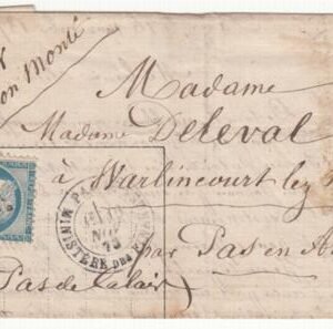 France Ballon Monte: Le "General Uhrich" VF complete folded letter on Ballon Monte  Paris cancel,Pas-en-Artois backstamp