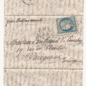 France Ballon Monte: Le  "General Uhrich" sent to Perigeux