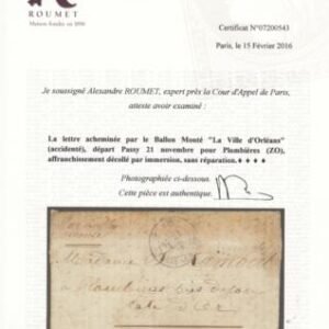 France Ballon Monte: Le "Ville d'Orleans"  Paris to Plombieres,