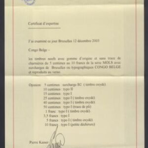 Belgian Congo 31 - 40 VF Mint Rare NH - P. Kaiser Cert - Very Rare! cv £1,373/$800