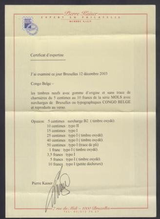 INV-19847x1_176581d7-64d2-41b0-ad5a-e169fdb1dd5b Belgian Congo 31 - 40 VF Mint Rare NH - P. Kaiser Cert - Very Rare! cv £1,373/$800