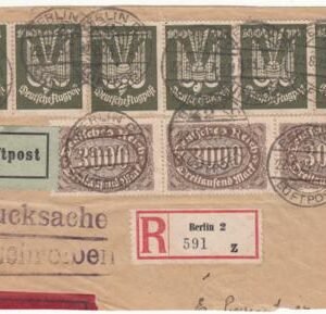 Germany 1923 Registered Airmail Front from Berlin