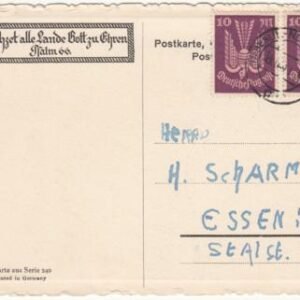 Germany 1923 PPC with 2x 10pf Airmails, sent to Essen