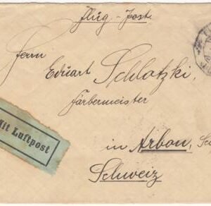 Germany 1924 Early Airmail Cover Sent to Switzerland