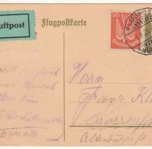 Germany 1925 15pf Printed Airmail Card with "Mit Luftpost" Vignette