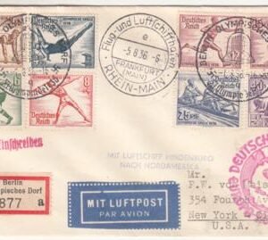 Germany 1936 Hindenburg 6th NA Flight Cover with B82-B89