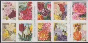 US 5042-51d Modern Imperf Botanical Art Block of 10