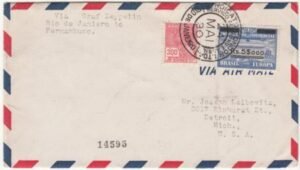 Brazil 1930 Home Flight with 5,000Rs on 20,000Rs Zeppelin Stamp