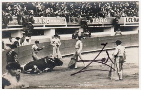 INV-19934itExt_1da06dea-1f61-4a8d-b3ea-1216777a4fdf Mexico 1936 1936 B&W PPC of bullfighting, Signed by Salvador Dali