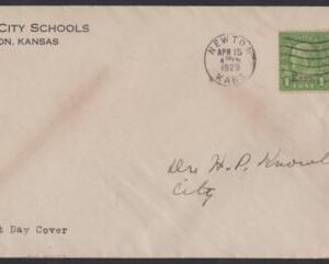 US 658 First Day Cover Newton, KS on VF Monarch Size, "Newton City Schools" C/C, cv $325
