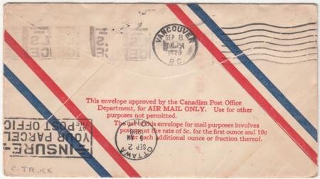 INV-20087x1_0d430288-94f8-4b86-aee1-35054037bbdf Canada 1928 Special Trans-Canada Flight Ottawa - Vancouver, Signed by Pilot A.E. Godfrey