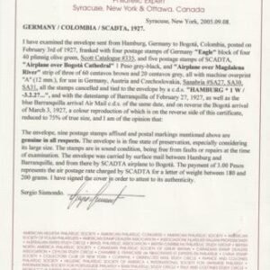 Germany 1927 Oversized Hamburg - Bogota SCADTA Commercial Cover