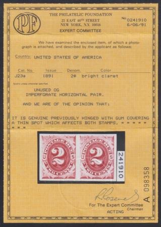 INV-20159x1_0cfa856c-a87e-46a4-9ff4-ec13a5fdef54 US J23Pa4 Postage Dues VF Hinged - PF Cert cv $425