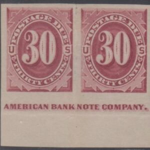 US J27Pa4 Postage Dues Hinged Horizontal Imperf Pair - cv $500
