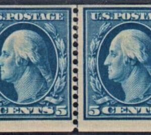 US 355 Washington / Franklin F - VF Mint LH Line Pair, APS Cert cv $1,500