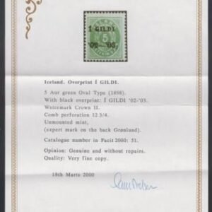 Iceland 52 F - VF NH Wielsen Cert cv $800