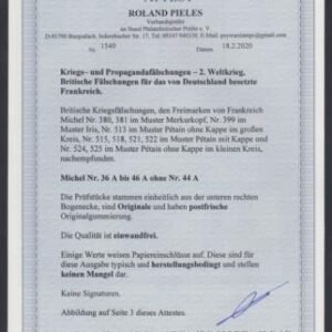 WWII Propaganda Stamps Mi 36a-43a,45a-46a, VF NH - Pieles BPP Certificate cv $1,525