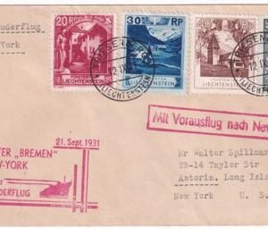 Liechtenstein 1931 Catapult Cover, Bremen - New York