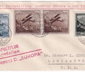 Liechtenstein 1930 Catapult Cover, Europa - New York
