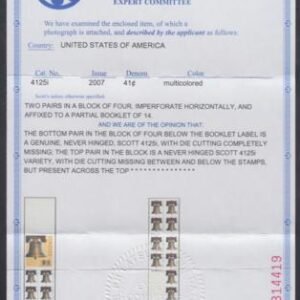 US 4125i Error VF Mint 2 Error Pairs in Partial Pane - 2018 PFC