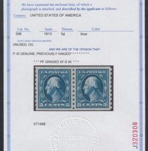 US 396 Washington / Franklin XF - Sup Mint Hinged New PFC - Graded XF - S 95 Beautiful! cv $350