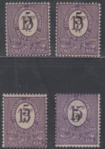 Upper Silesia 10, 10a-c Ave - F - VF Mint LH Types I - IV, All Signed cv $400