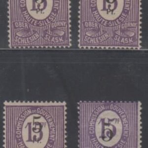 Upper Silesia 10, 10a-c Ave - F - VF Mint LH Types I - IV, All Signed cv $400