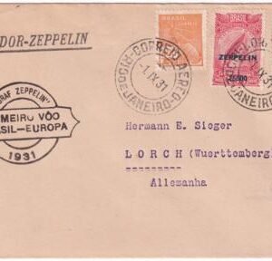 Brazil 1931 1st South American Flight Cover with both Zepp. Ovpt. Stamps