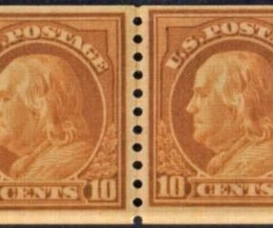 US 497 Washington / Franklin F - VF Mint NH Line Pair - Deep Shade cv $260