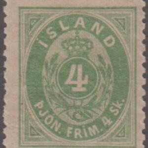 Iceland O3 F - VF NH Light Green Shade cv $350
