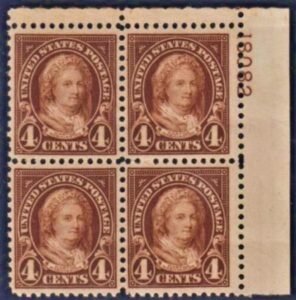 US 636 VF - XF Mint NH Pristine, Exceptionally Well-Centered plate Block
