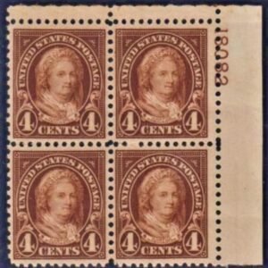 US 636 VF - XF Mint NH Pristine, Exceptionally Well-Centered plate Block