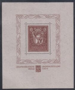 Liechtenstein 115 VF - XF NH Vaduz Souvenir Sheet - Key Item of Country cv $2,250