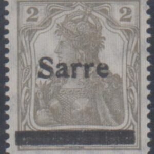 Saar 1a F - VF Mint NH Type II Overprint with Thin Control Mark Below Bar - Rare! cv $375
