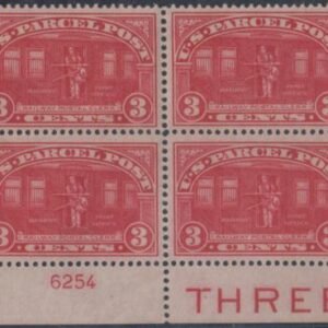 US Q3 Parcel Post VF - XF NH/LH Lower Plate Block with Imprint