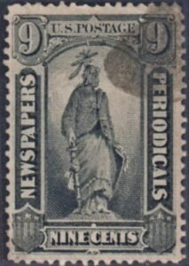 US PR14 Newspaper VF Used Black Brush Cancel cv $400