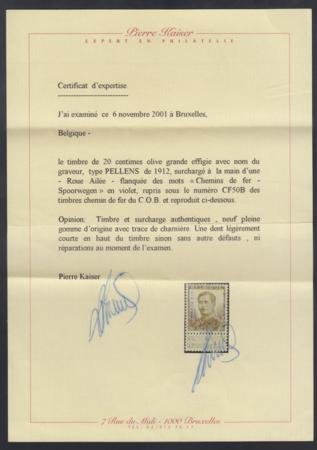 INV-20914x1_533953ee-9815-46e6-b1e2-9b96d752e9b7 Belgium Q53a F - VF Mint LH - Very Scarce! Kaiser Cert cv $900