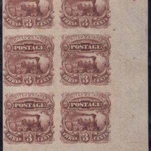 US 114-E6b Essay VF Unused LR Corner Block of 6 in Brown Rose - Beautiful! cv $510++