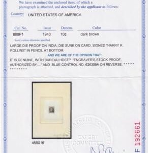 US888P1 10c Frederic Remington Large Die Proof in Brown on India